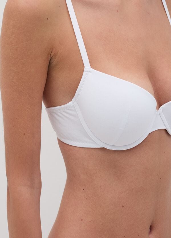 Ovs Reggiseno A Balconcino In Cotone Stretch Bianco
