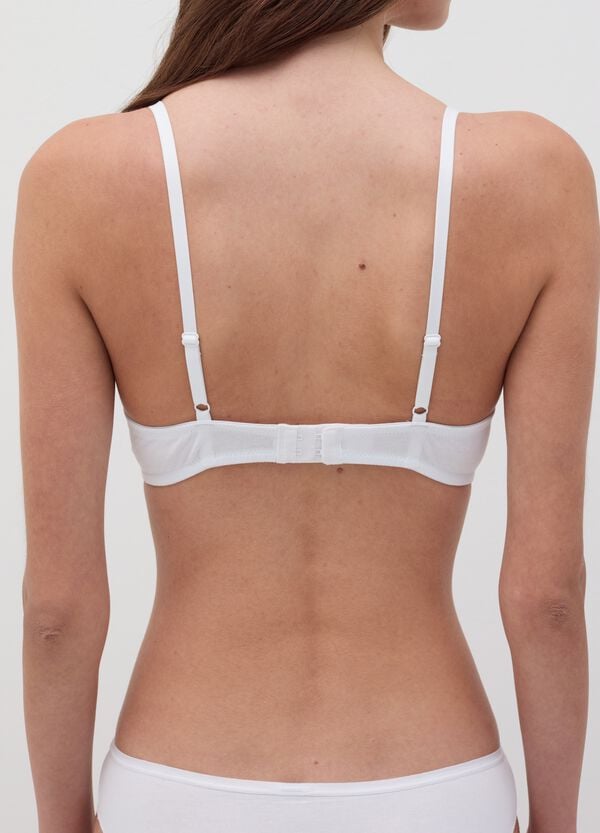 Ovs Reggiseno A Balconcino In Cotone Stretch Bianco
