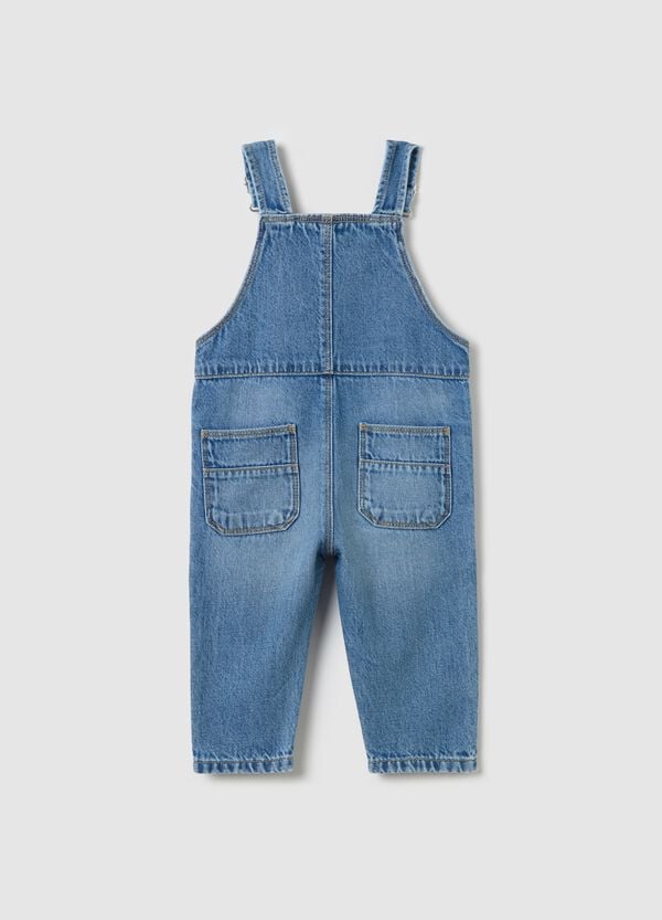 Ovs Salopette Carpenter In Denim Con Ricamo Animaletti