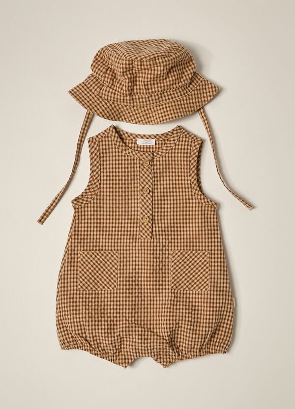Ovs Set cappello e pagliaccetto IANA a quadri neonato
