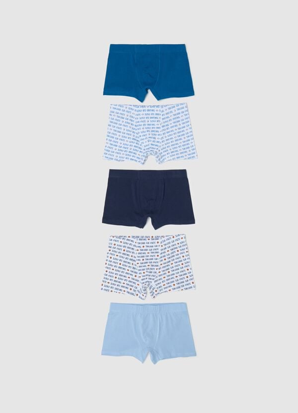 Ovs Set cinque boxer in cotone stretch motivo sports