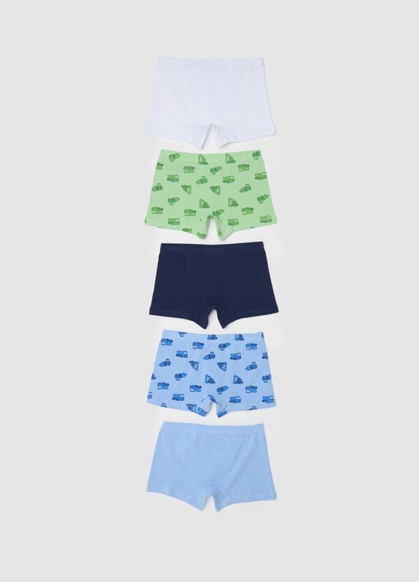 Ovs Set Cinque Boxer Stretch Stampa Macchine Da Lavoro