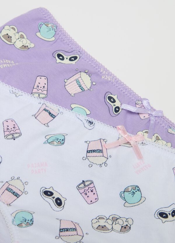 Ovs Set Cinque Slip In Cotone Con Fiocchetto E Stampa