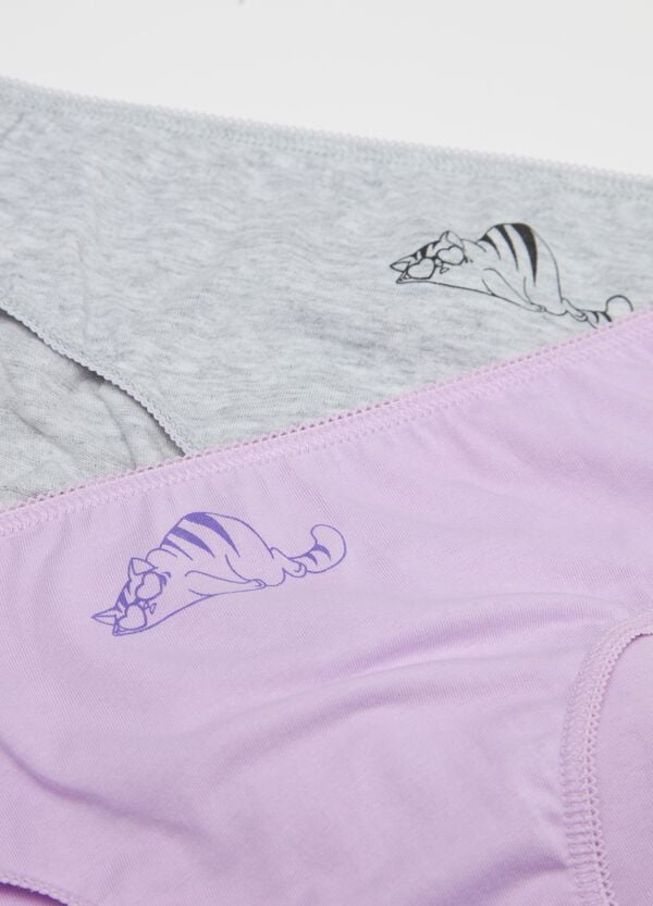 Ovs Set Cinque Slip In Cotone Con Stampa Gatto Addormentato