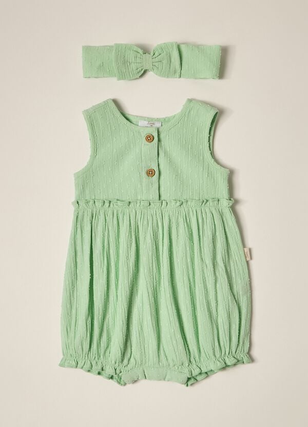 Ovs Set fascetta + pagliaccetto in puro cotone IANA neonata
