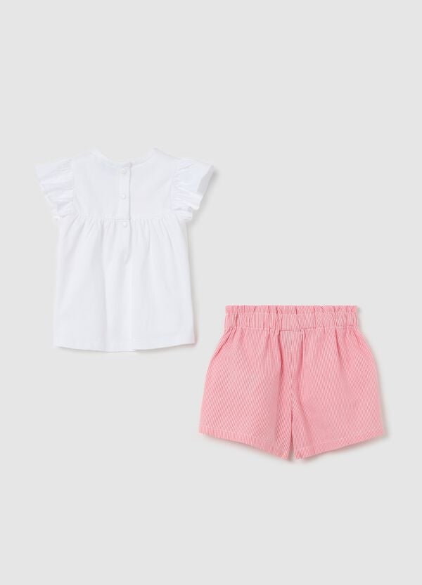 Ovs Set In Cotone Con Fantasia A Righe E Ricamo Fiori