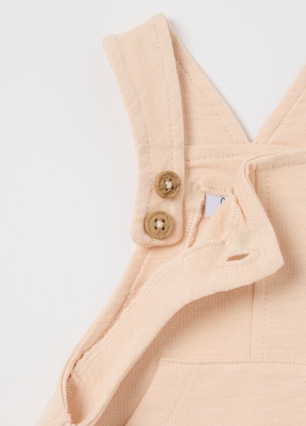 Ovs Set T-shirt Con Stampa E Salopette In Cotone Bianco Rosa