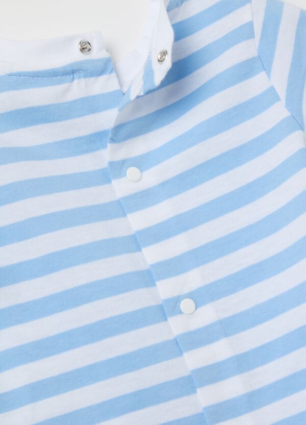 Ovs Set T-shirt In Fantasia A Righe E Salopette In Cotone