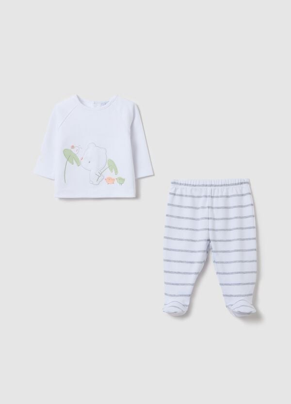 Ovs Set top e ghettine in cotone con ricamo animaletti