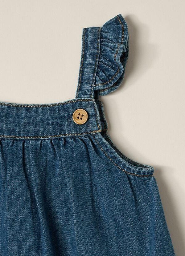 Ovs Set Vestito + Shorts In Denim Di Puro Cotone IANA Neonata