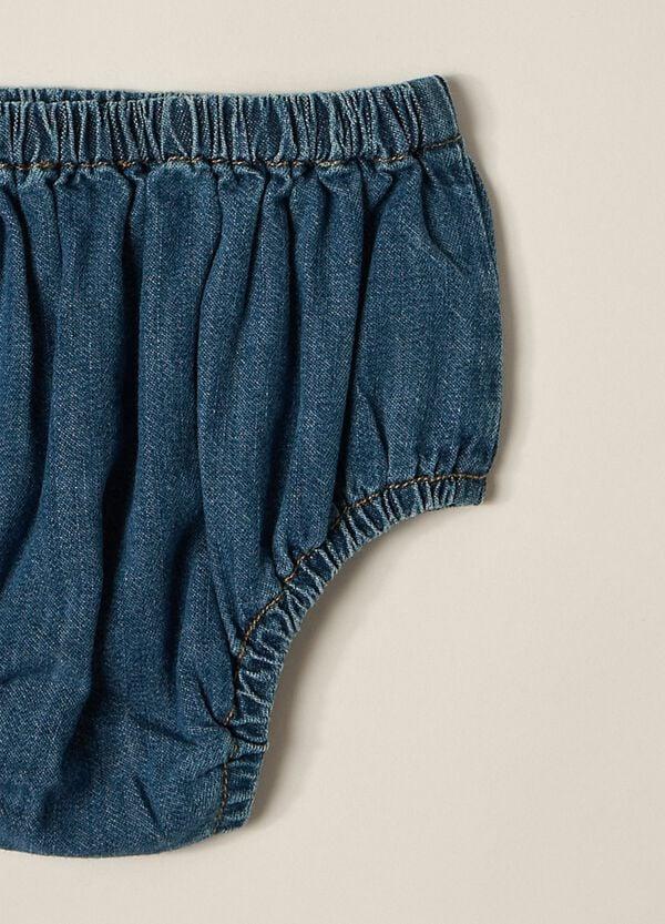 Ovs Set Vestito + Shorts In Denim Di Puro Cotone IANA Neonata