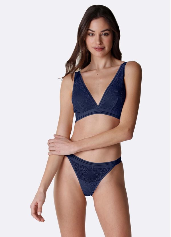 Ovs Slip in cotone e pizzo elasticizzato blu LOVABLE