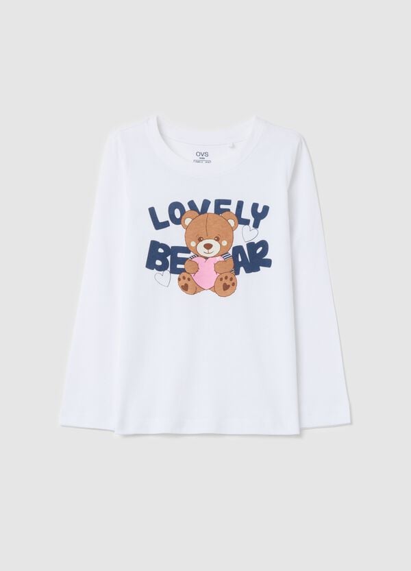 Ovs T-shirt a maniche lunghe con stampa "Lovely Bear"