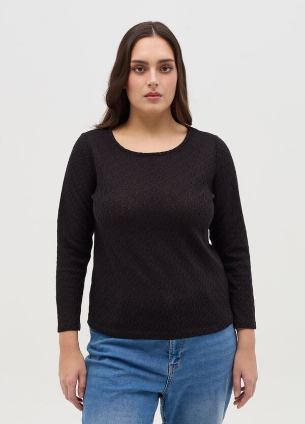 Ovs T-shirt A Maniche Lunghe Con Trama In Pizzo Curvy