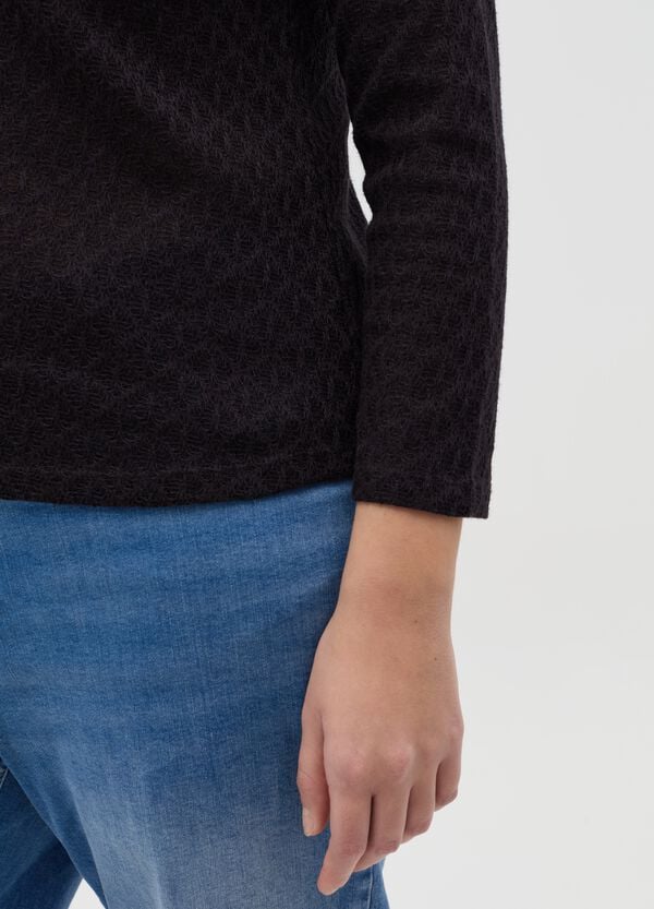 Ovs T-shirt A Maniche Lunghe Con Trama In Pizzo Curvy