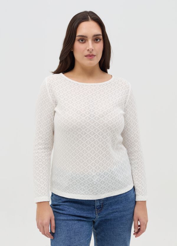 Ovs T-shirt A Maniche Lunghe Con Trama In Pizzo Curvy