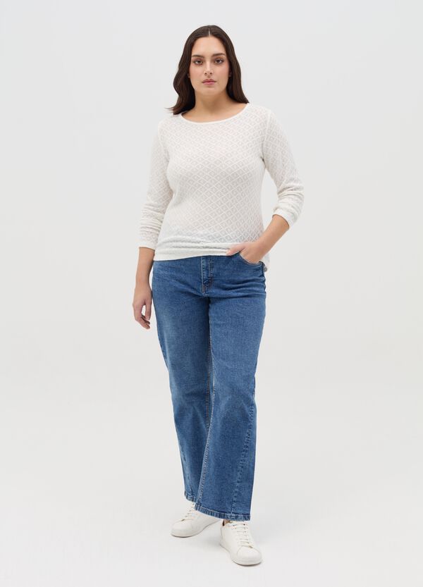 Ovs T-shirt a maniche lunghe con trama in pizzo Curvy