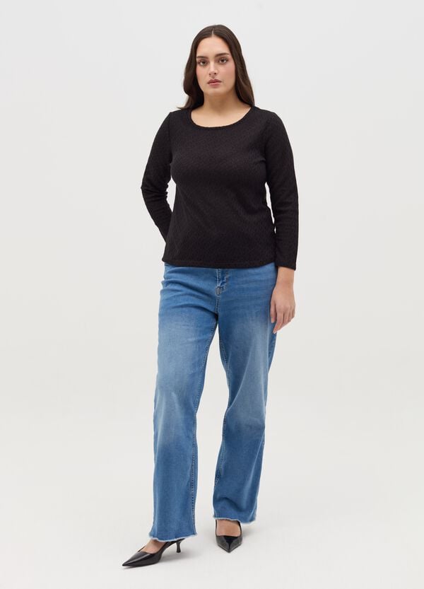 Ovs T-shirt a maniche lunghe con trama in pizzo Curvy