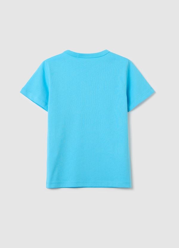 Ovs T-shirt Azzurra In Cotone Bio Con Scollo Rotondo