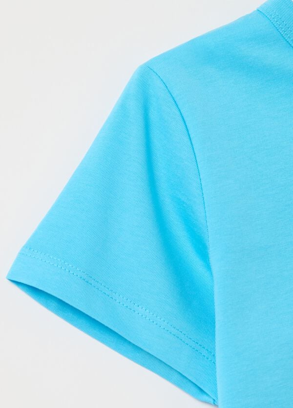 Ovs T-shirt Azzurra In Cotone Bio Con Scollo Rotondo
