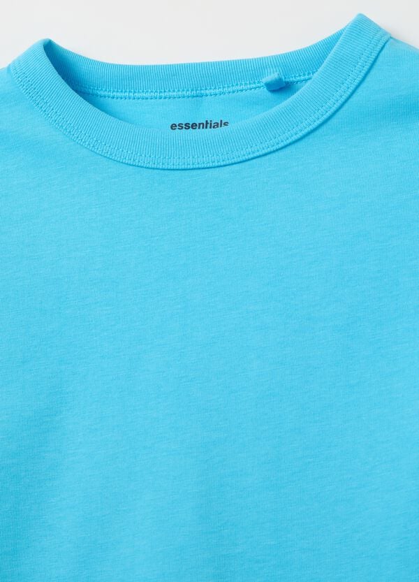 Ovs T-shirt Azzurra In Cotone Bio Con Scollo Rotondo