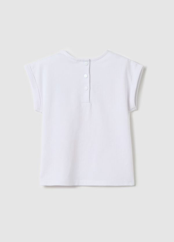 Ovs T-shirt Bianca Con Stampa E Applicazione Strass