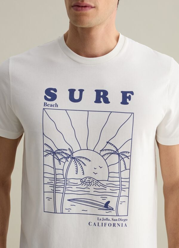 Ovs T-shirt Bianca Con Stampa Grafica California Surf