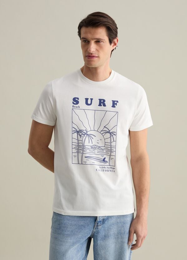 Ovs T-shirt bianca con stampa grafica California surf