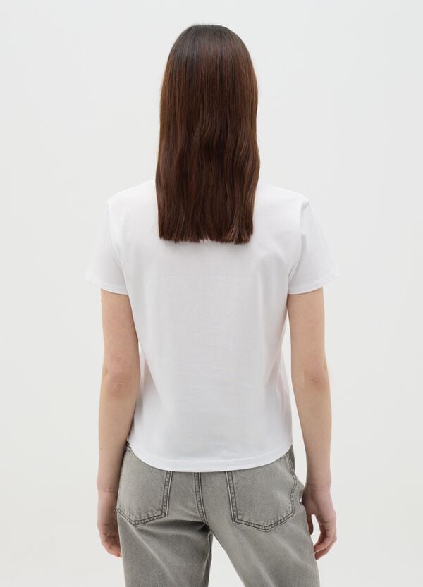 Ovs T-shirt Bianca In Cotone Con Stampa Gattino "Attenzione Mordo "