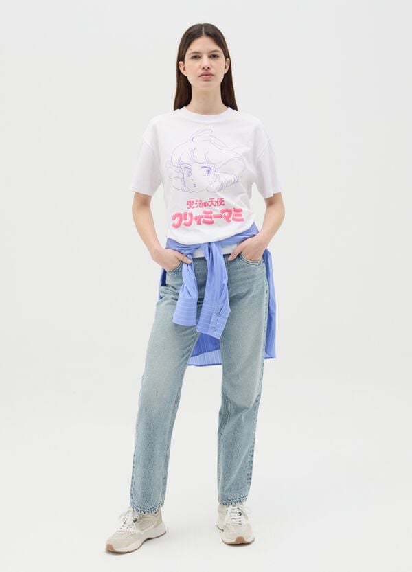 Ovs T-shirt bianca in cotone con stampa L'incantevole Creamy