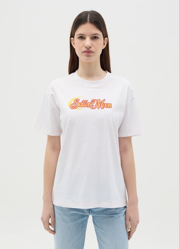 Ovs T-shirt Bianca In Cotone Con Stampa Sailor Moon