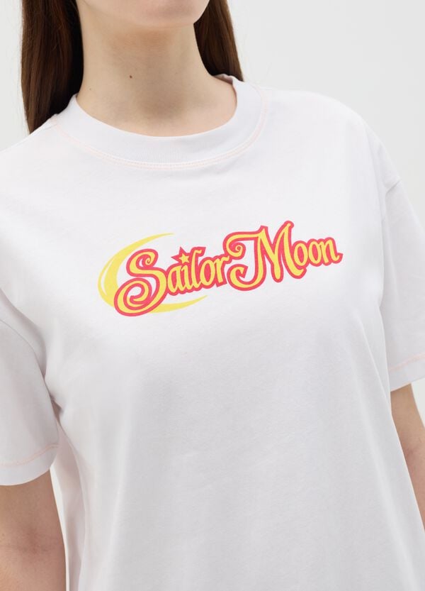 Ovs T-shirt Bianca In Cotone Con Stampa Sailor Moon