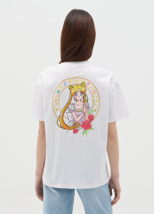 Ovs T-shirt Bianca In Cotone Con Stampa Sailor Moon