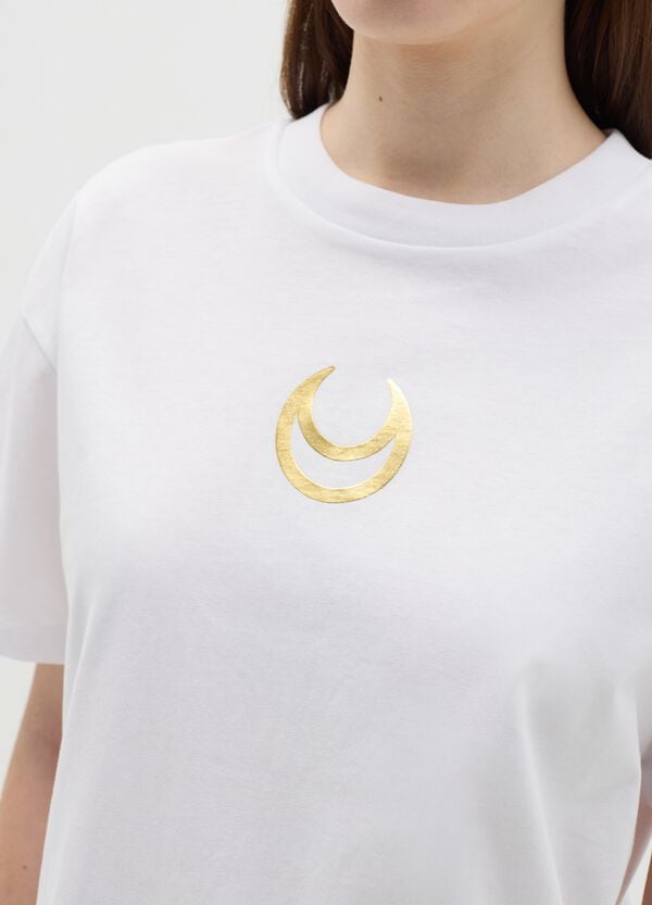Ovs T-shirt Bianca In Cotone Con Stampa Sailor Moon