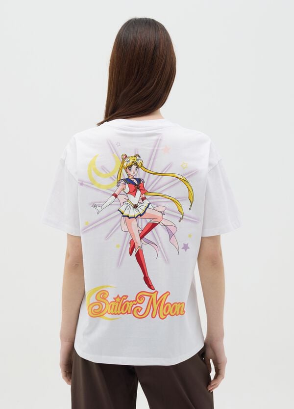 Ovs T-shirt Bianca In Cotone Con Stampa Sailor Moon