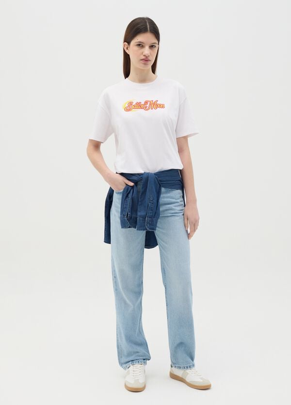 Ovs T-shirt bianca in cotone con stampa Sailor Moon