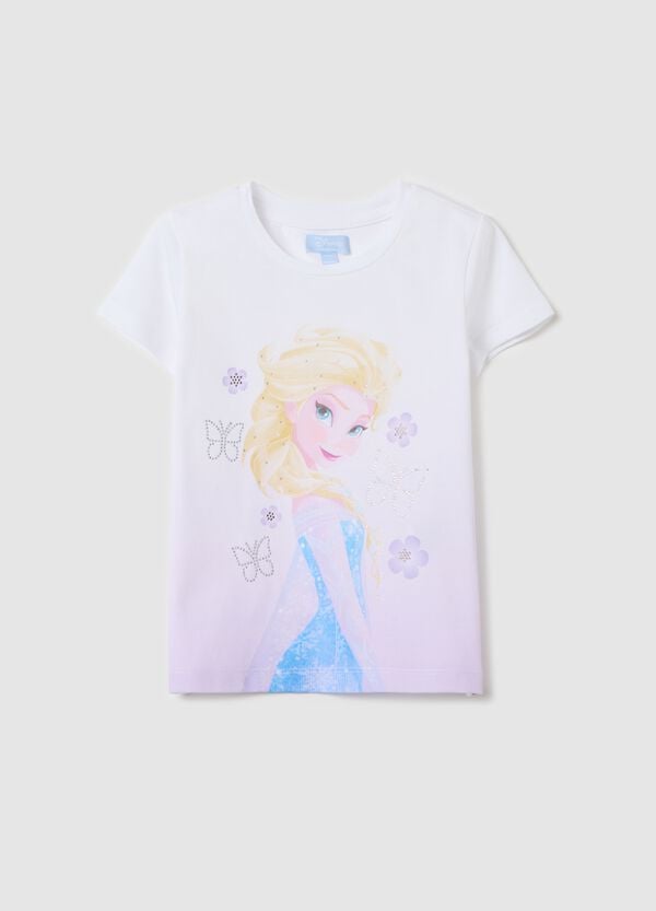 Ovs T-shirt bianca in cotone stretch con stampa Elsa