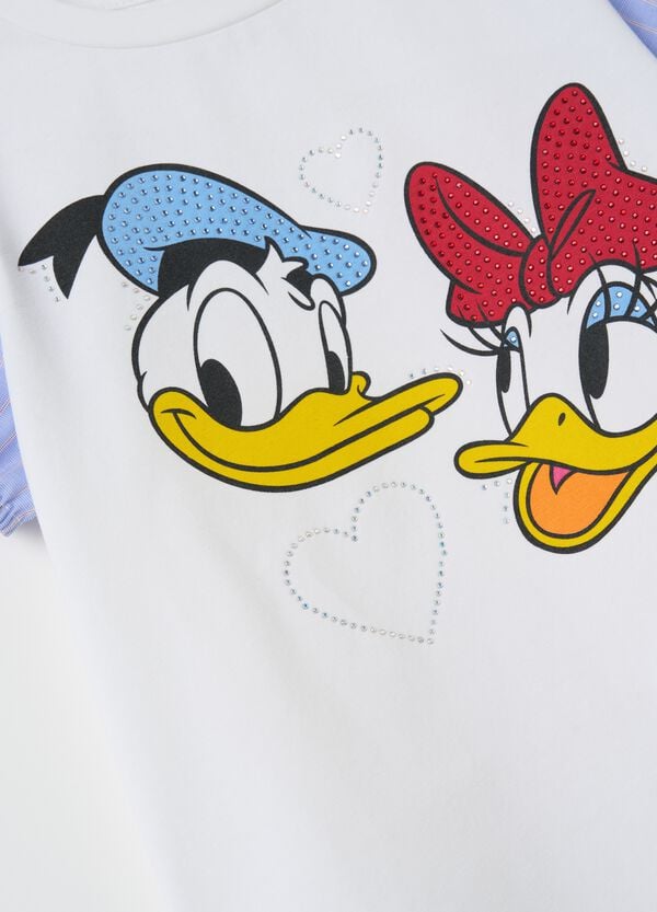 Ovs T-shirt Con Maniche A Righe Stampa Paperino E Paperina