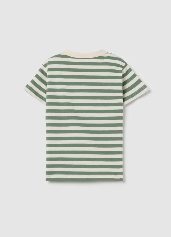 Ovs T-shirt In Cotone A Righe Con Tasca E Cagnolino