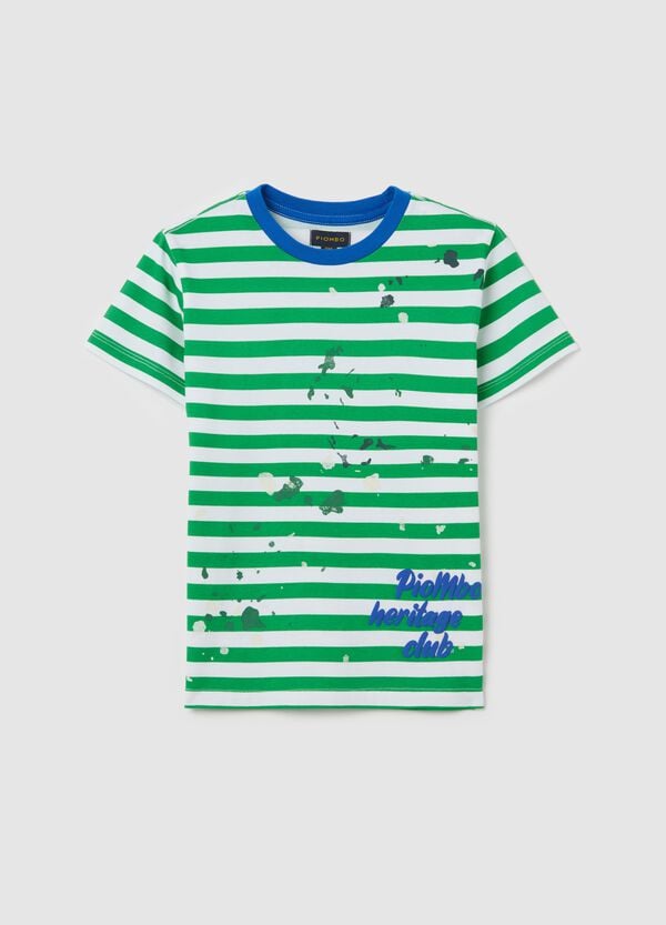 Ovs T-shirt in cotone a righe stampa macchie di vernice
