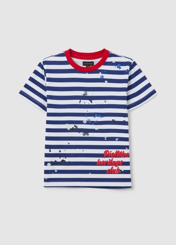Ovs T-shirt in cotone a righe stampa macchie di vernice