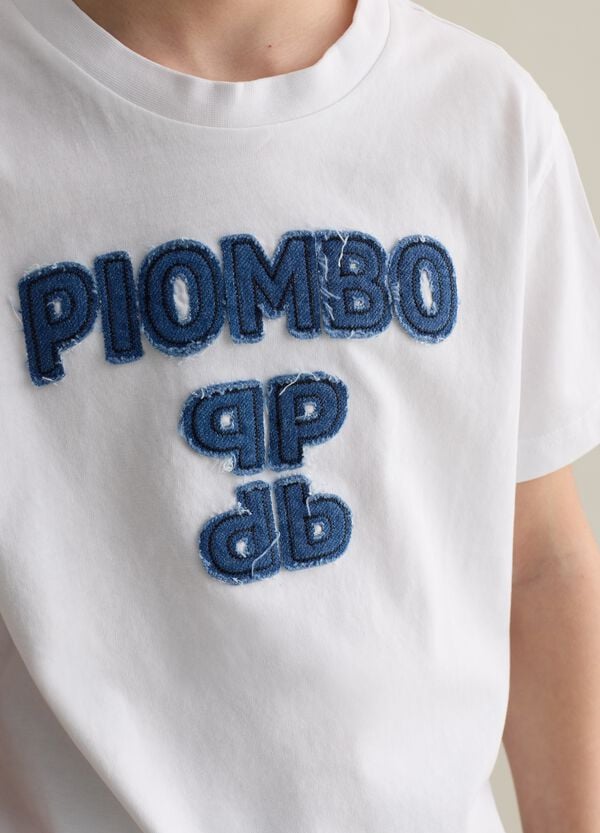 Ovs T-shirt In Cotone Con Applicazione Logo In Denim