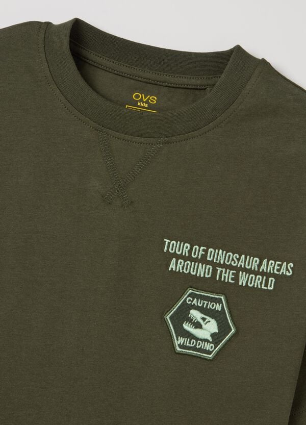 Ovs T-shirt In Cotone Con Ricamo "Tour Of Dinosaur Areas"