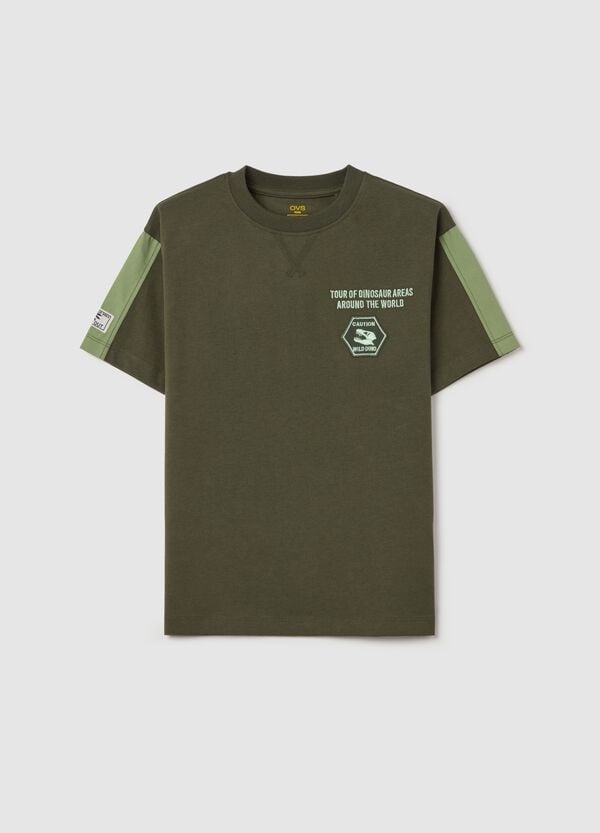 Ovs T-shirt in cotone con ricamo "Tour of dinosaur areas"