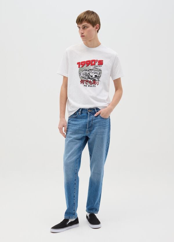 Ovs T-shirt In Cotone Con Stampa Auto Da Corsa "1990'S"