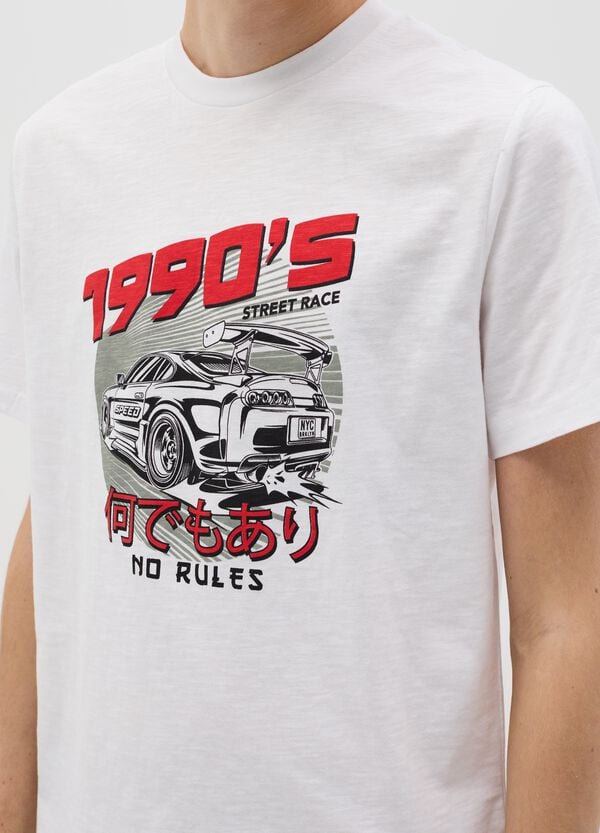 Ovs T-shirt In Cotone Con Stampa Auto Da Corsa "1990'S"