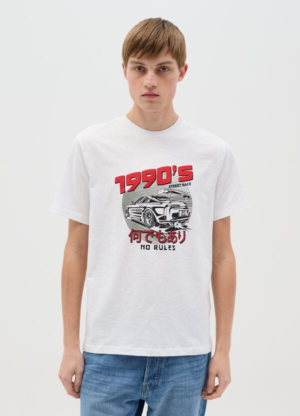 Ovs T-shirt in cotone con stampa auto da corsa "1990'S"