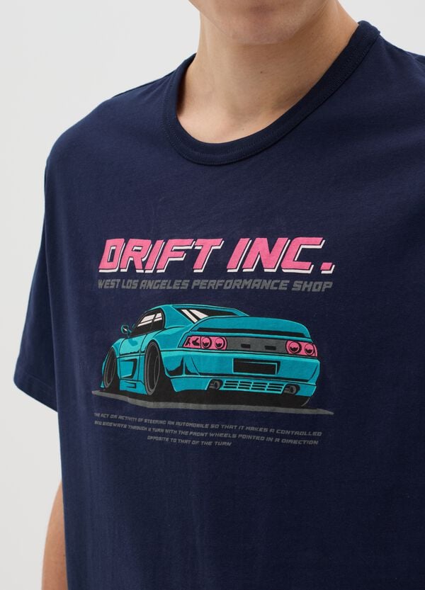 Ovs T-shirt In Cotone Con Stampa Auto Da Corsa "Drift Inc."