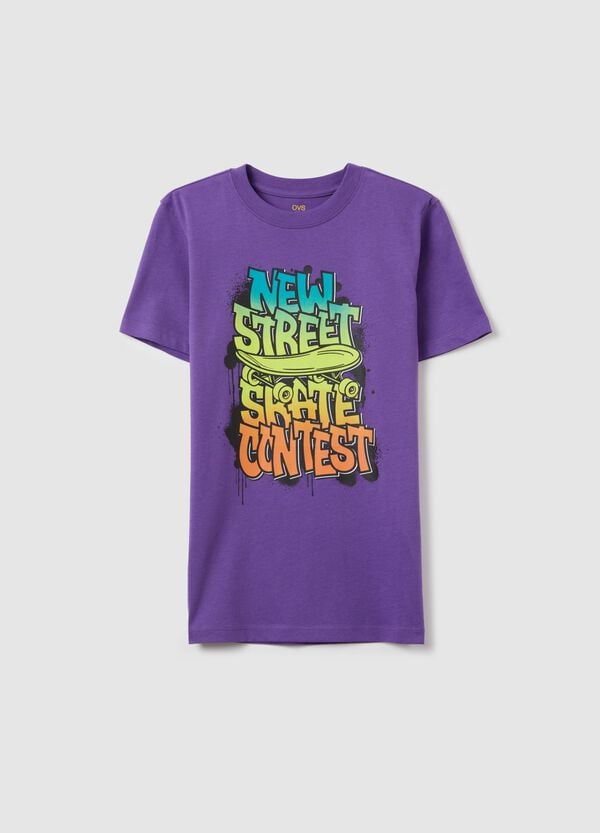 Ovs T-shirt In Cotone Con Stampa "New Street Skate Contest"