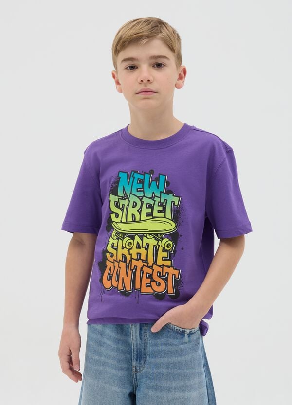 Ovs T-shirt in cotone con stampa "New Street Skate Contest"